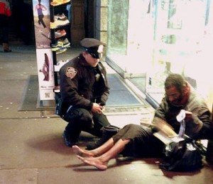 This Indianapolis officer bought new boots for a homeless man.