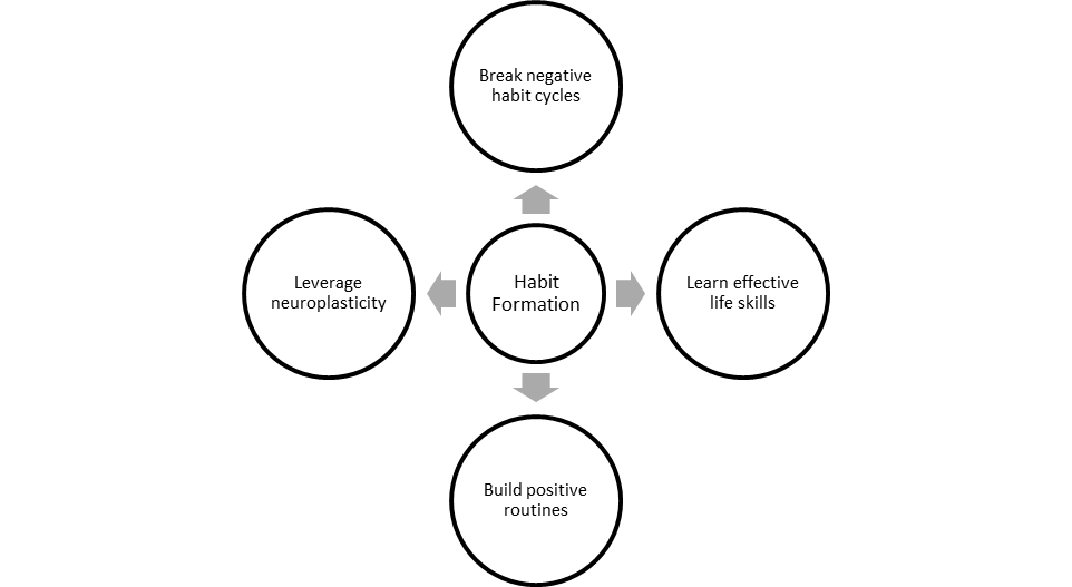 A diagram about generating healthy habits in therapy