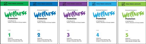Picture of five Wellness Promotion Workshop books and wellness worksheets